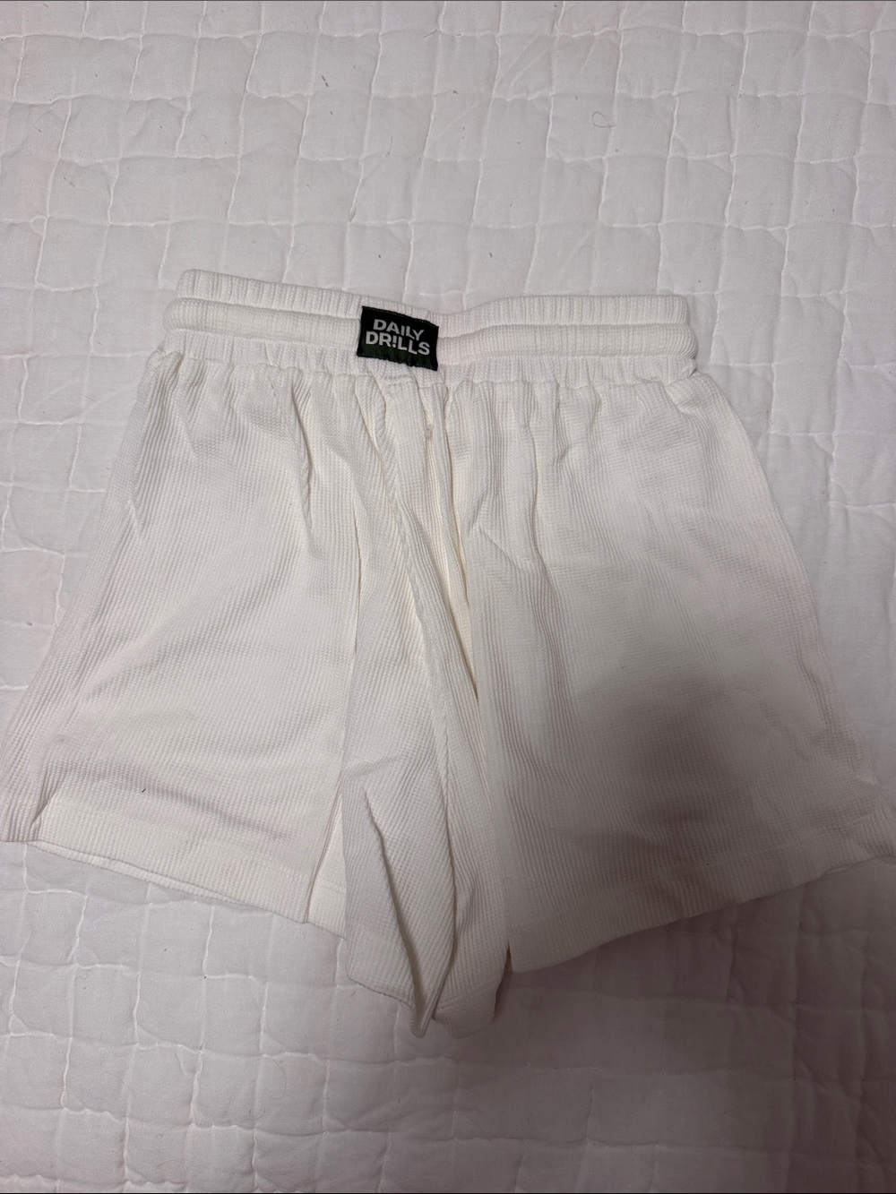 Daily Drills White Ribbed Athletic Lounge Shorts